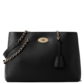 Mulberry Lily Chain Tote Black Small Classic Grain